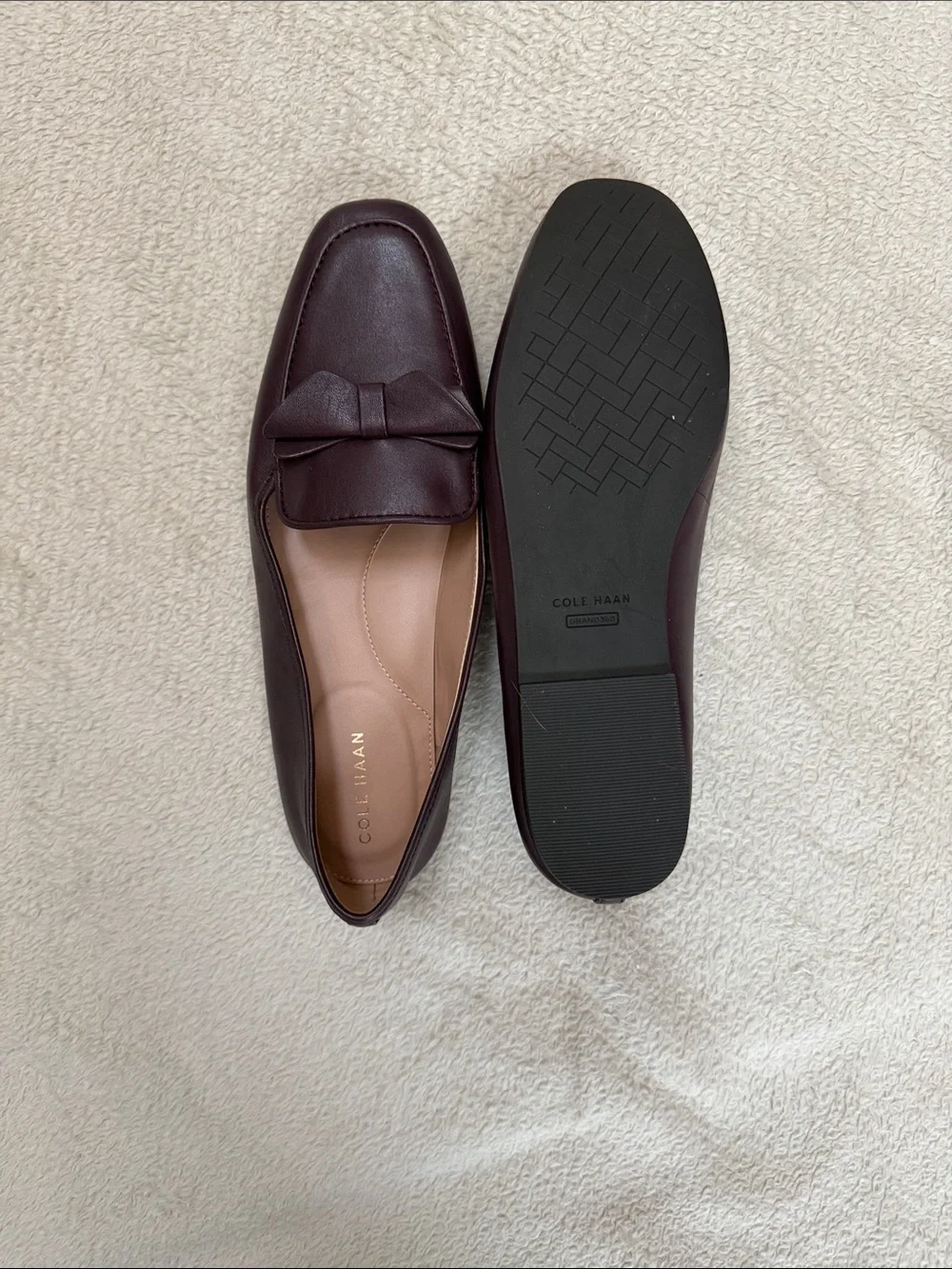 Cole Haan Dark Burgundy Leather Bow Loafers - Picture 3 of 6